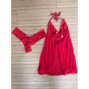 Red babydoll lingerie